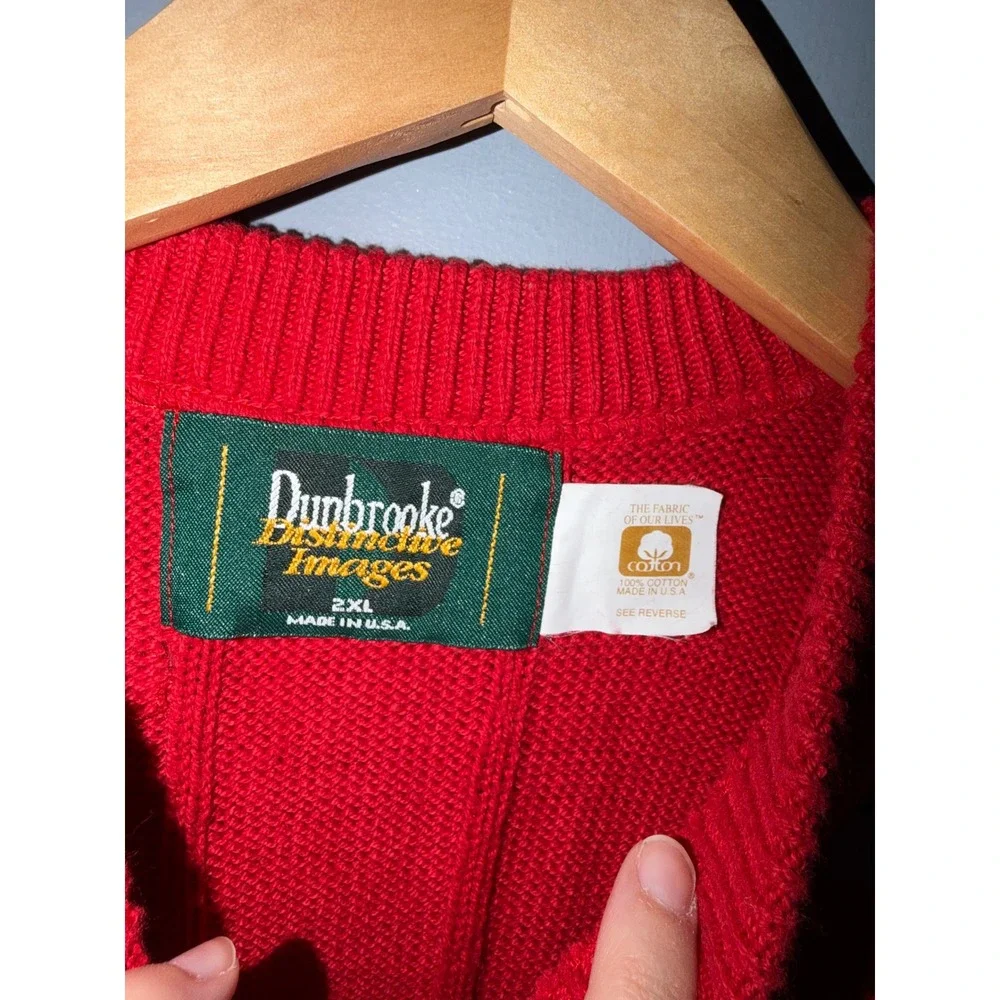 Vintage Dunbrooke Red Ribbed Knit Sweater 2XL Historic Burlington Iowa‎ USA Made